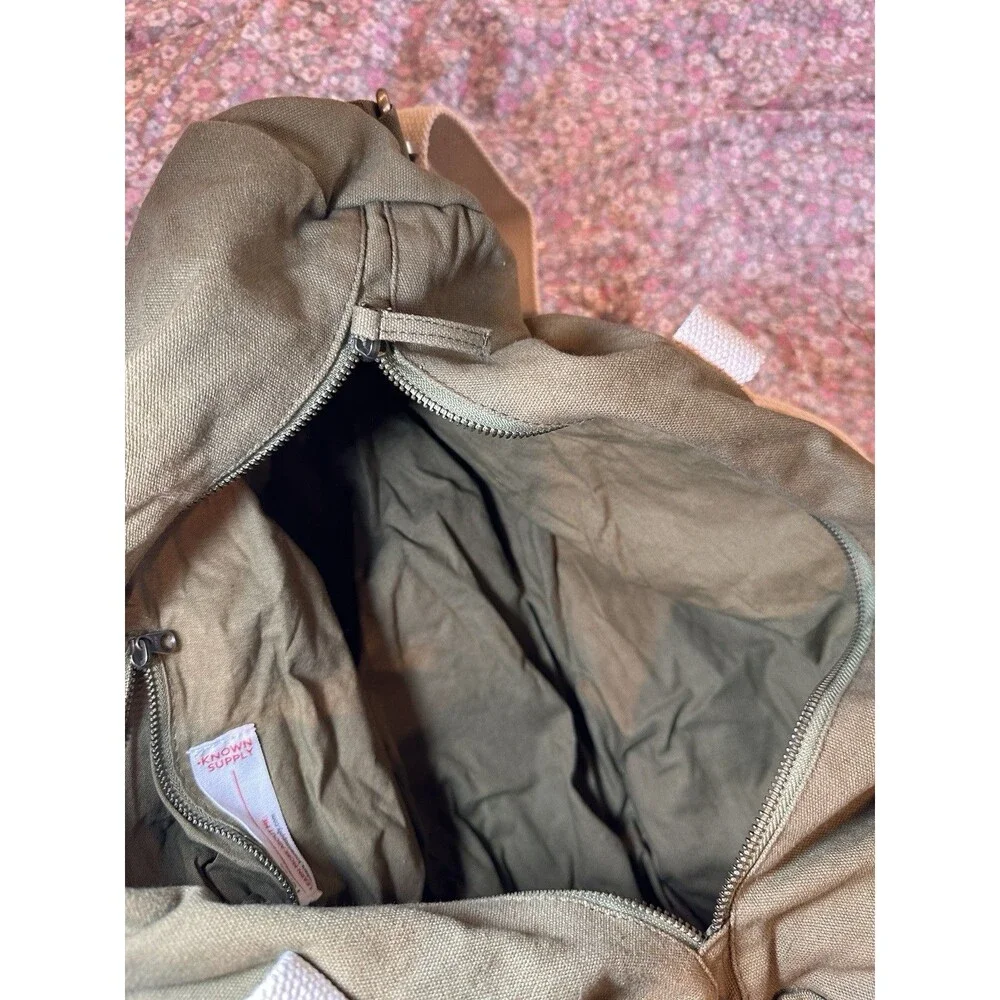 KNOWN SUPPLY Organic Canvas Duffle Bag Olive Green Weekend Travel Tote